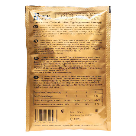 Turbo yeast alcohol "Double Dragon" D48 (132 gr) в Иваново